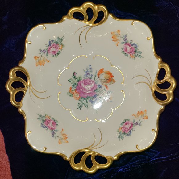 J L Menau Footed Porcelain Center  Bowl - Vintage - Picture 6 of 12